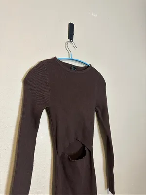 Whitefox Headlines Brown Chocolate Knit Sweater Cut Out‎ Dress Size XS thumbnail 5