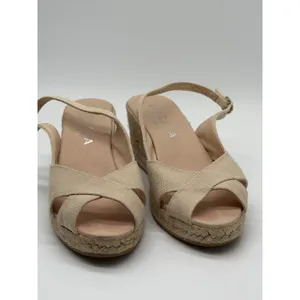 Viscata Espadrille Wedge Sandals Womens 40 US 8.5-9 Beige Canvas Slingback Spain thumbnail 5