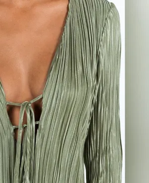 Princess Polly Malop long sleeve mini dress sage thumbnail 4