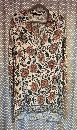 ZARA | Oversized Boho Floral Print Relaxed Tunic Dress, Size S thumbnail 1