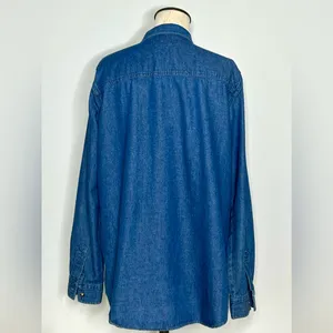 90’s Embroidered Denim Button Down Shirt with Holiday Berries, Leaves, sz Medium thumbnail 8