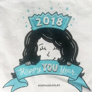 Sephora 2018 Happy Year Drawstring Cloth MakeUp Delicates Travel Bag White New thumbnail 2