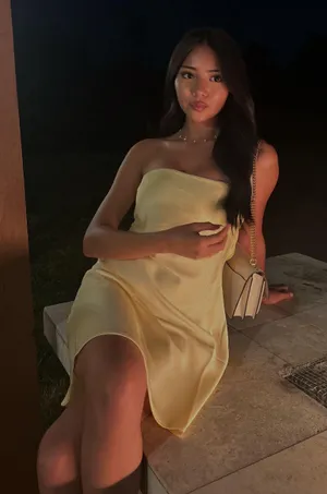 yellow satin dress thumbnail 3