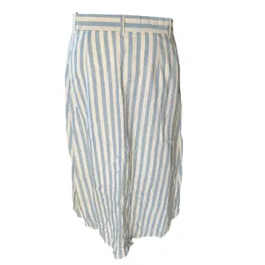 Everly Blue White Striped Linen Blend Button Front Midi Skirt Womens Large‎ thumbnail 4