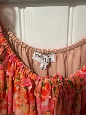 NSR Pink Floral Puff-Sleeve Tiered Maxi Dress thumbnail 2