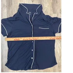 Cozy‎ Earth Women's Navy Blue Bamboo Short Sleeve Button Down Pajama Top XS thumbnail 5