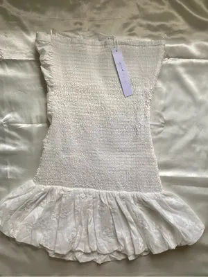 White Rouched Flirty Lined Special Occasion Mini Dress - NEW w/Tags thumbnail 3