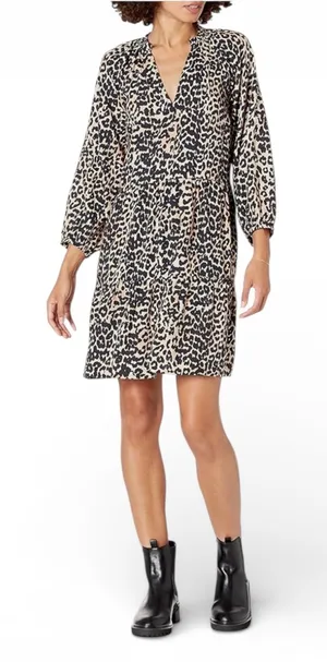 The Drop Caralynmirand Leopard Print Tiered V‎ Neck Mini Dress XXS thumbnail 1