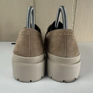 Patina Zoe Loafer Womens 9 Taupe Beige Chunky Suede Lug Sole Platform Penny thumbnail 6