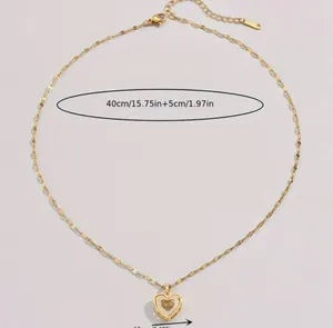 Graduation Gift 🎓 Golden Love Heart Pendant Necklace, Simple Necklace thumbnail 5