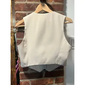 90s Cream Tailored Suit Vest Minimalist Menswear Preppy Size Small thumbnail 3