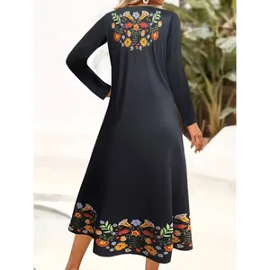 BRAND NEW ~ Long Sleeve Black Floral Casual Office Dress ~ Women's SMALL thumbnail 2