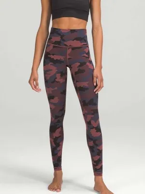 EUC Lululemon Wunder Under High-Rise Camo Smoky Night Sea Size 4 thumbnail 3