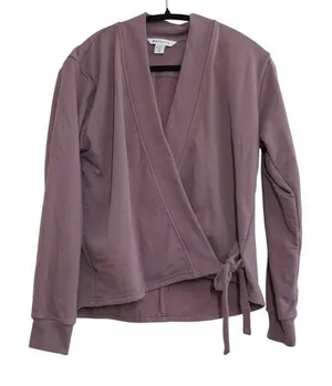 Athleta XS Purple Mindset‎ Wrap Sweatshirt Fleece Side Tie Pilates Balletcore thumbnail 1