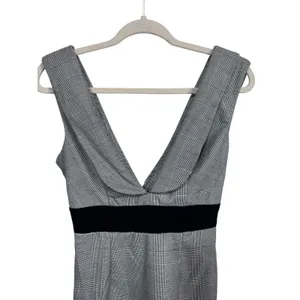 Shein X Women's Plaid Mini Dress Deep V‎ Back Zip Black Waistband XS New thumbnail 4
