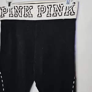 PINK Victoria's Secret Yoga Pull On Rhinestone Workout Leggings Sz LARGE thumbnail 2