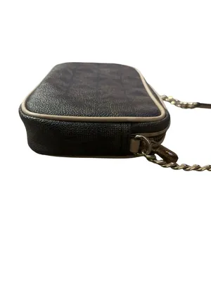 Michael Kors Jet Set Travel Crossbody Bag Brown MK Monogram Small Gold Chain Use thumbnail 12