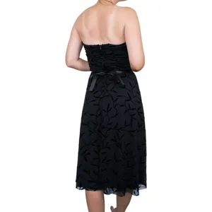 Vintage 90s Luly K Black Floral Midi Dress thumbnail 3