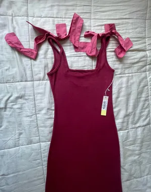 Summersalt Poplin Ribbed Tie Shoulder Dress thumbnail 6