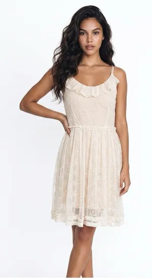 Altar'd State Cream Lace Dress. Large thumbnail 1