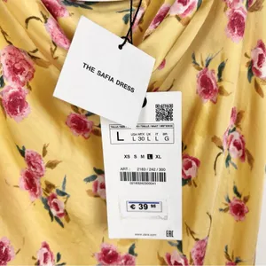 NEW Zara The Safia Floral Yellow Satin Slip Dress Large Blogger Fave thumbnail 3