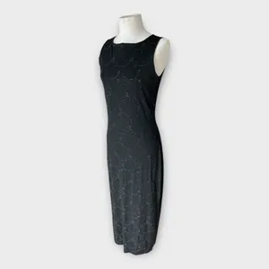 Vintage 90s City Triangles Sleeveless Beaded Maxi Dress Goth Punk Witchy Medium thumbnail 10