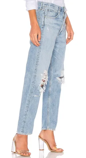 AGOLDE 90's Jean Blue Destroyed Denim Button‎ Fly Ripped Statement Size 28 thumbnail 1