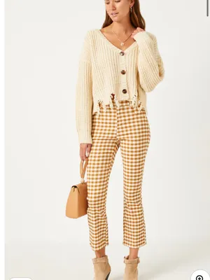 Hayden Button Closure Stretch Checkered Pants thumbnail 2