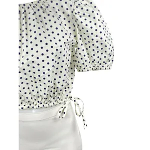 NEW Vineyard Vines Resort Stretch Polka Dot Puff Sleeve Crop Blouse Top Size S thumbnail 2