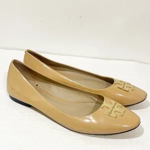 Tory Burch Size 10.5 Raleigh Patent Leather Ballet Flats‎ BEIGE Almond Toe thumbnail 3