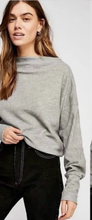 Free People We The Free Nikala Dolman Sweatshirt Zipper Top Grey Medium thumbnail 1