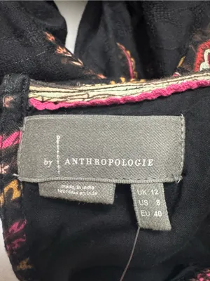 Anthropologie Black Paisley Boho Maxi Dress Floral Tiered thumbnail 4