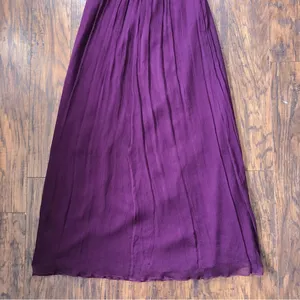 Amsale • plum silk chiffon dress bridesmaid crinkle halter purple formal G425C thumbnail 11