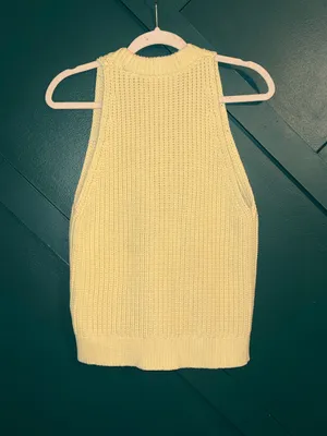 Madewell Butter Yellow Knit Sweater Vest Sleeveless Chunky Knit Preppy Boho thumbnail 3