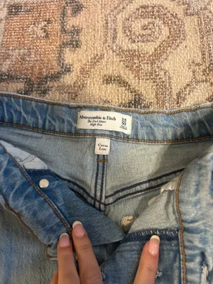 Abercrombie High-Rise Denim Dad Shorts thumbnail 3