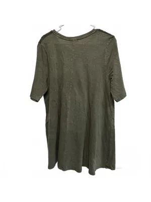 Lane Bryant Swing Collection Crochet Shoulder Olive Green Tee Plus Size 14/16 thumbnail 2