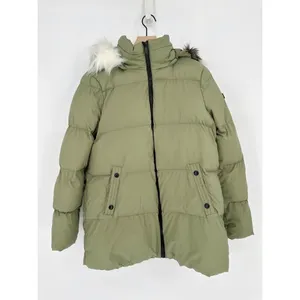 Sam Edelman Water Repellent Faux Fur Trim Puffer Jacket Quilted Green Women's M thumbnail 5