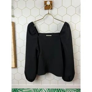 Madewell Black Square-Neck Lightweight Puff-Sleeve Top - Size - Small thumbnail 6