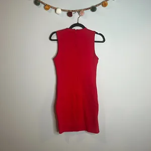 🔆 Lulu's red bodycon faux wrap dress thumbnail 5