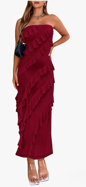 Strapless Bodycon Dress Red Size M thumbnail 1