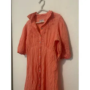 Johnny Was Size Medium Midi Dress Orla Puff Sleeve Embroidered Orange Preppy thumbnail 7