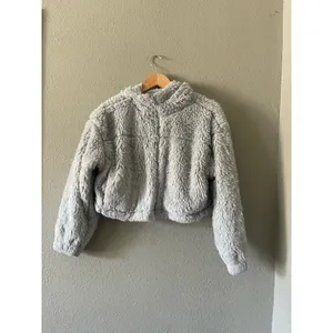 BDG Urban‎ Outfitters Cropped Hooded Teddy Jacket Blue thumbnail 3