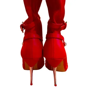 NWOT Dolls Kill Public Desire Red Vegan Leather Stiletto Ankle Booties Size 6 thumbnail 6