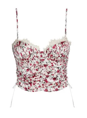 For Love & Lemons Melrose Floral Lace-Trim Bustier Top thumbnail 1