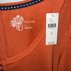 NWT DEFECTIVE $68 Anthropologie x Pilcro Coral Sustainable Pullover Henley M thumbnail 7