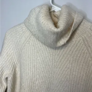 Madewell Mercer Ivory Thick Knit Wool Blend Turtleneck Sweater Sz S thumbnail 4