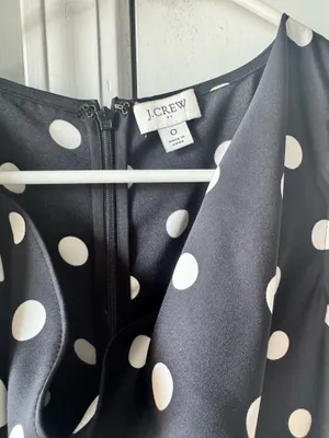 J. Crew factory polka dot black dress sleeveless scoop neck size 0 midi thumbnail 3
