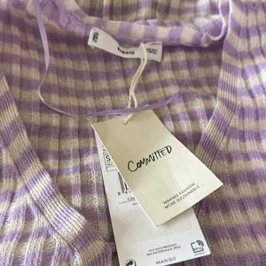 Mango NWT KNITTED CROPPED CARDIGAN STRIPED PURPLE WHITE LIGHTWEIGHT TIE DETAIL thumbnail 8