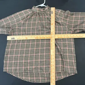 ZARA Houndstooth Pattern High Neck Long Sleeve Button Cuff Blouse Sz M EUC thumbnail 7