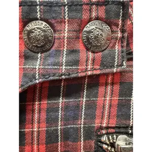 Maison Scotch Red Plaid Punk Goth Biker Skinny Pants Women's Size 27 Soda S&S thumbnail 7